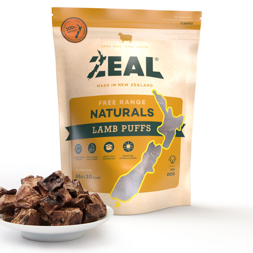 Zeal Free Range Naturals Lamb Puffs Dog Cat Treat 85g 