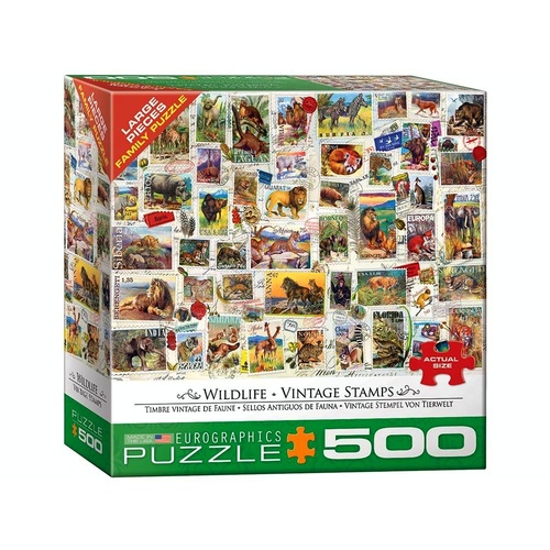 Wildlife Vintage Stamps 500 Piece XL (EUR55358)