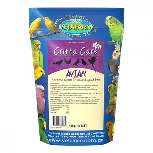 Vetafarm Avian Crittacare Birds Nutritional Support 450g