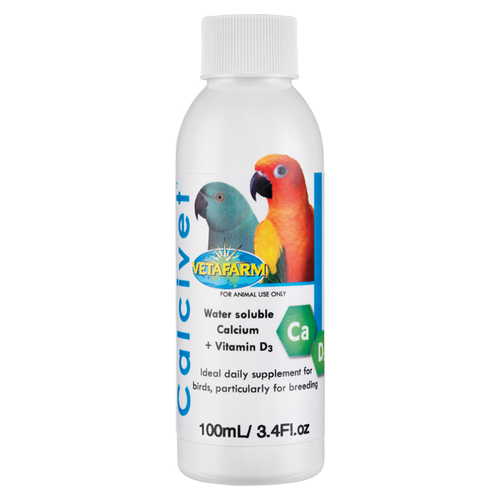 Vetafarm Calcivet Calcium Vitamin D3 Pet Bird Supplement 100ml 