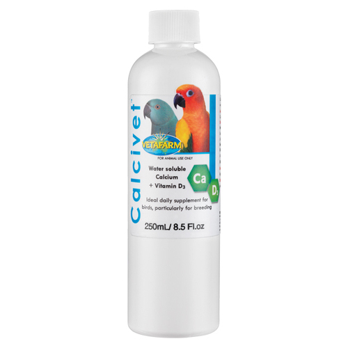 Vetafarm Calcivet Calcium Vitamin D3 Pet Bird Supplement 250ml