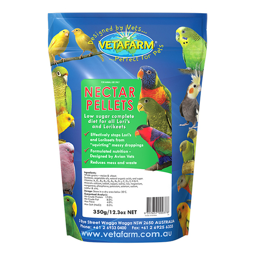 Vetafarm Nectar Pellets Lori and Lorikeet Pet Bird Food Diet 350g