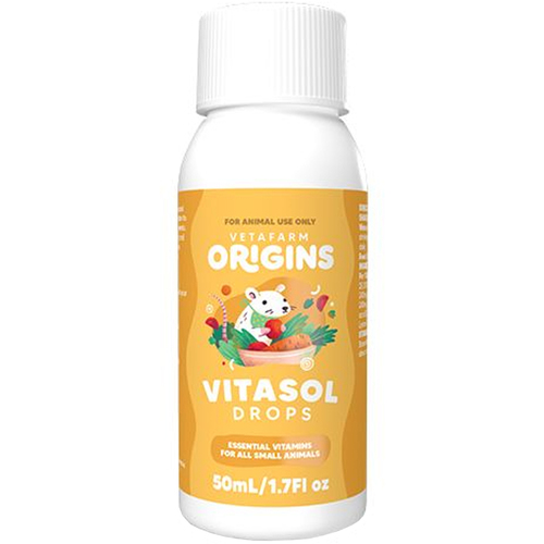 Vetafarm Origins Vitasol Drops Essential Vitamins for Small Animals 50ml