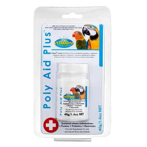 Vetafarm Poly-Aid Plus Supplement for Sick Injured Birds & Animals 40g 