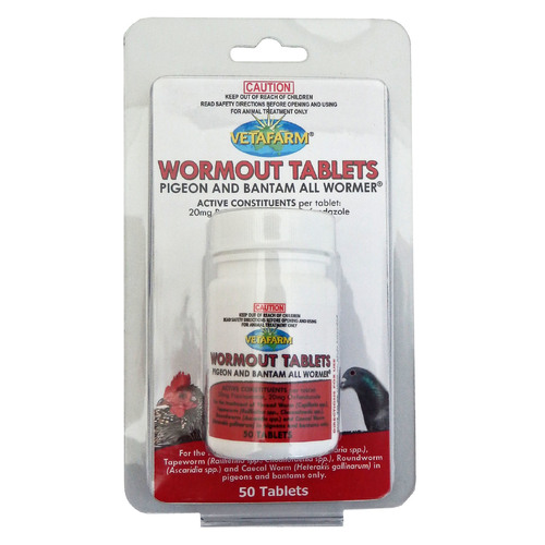 Vetafarm Pigeon and Bantam Wormout All Wormer Tablet 50 Pack