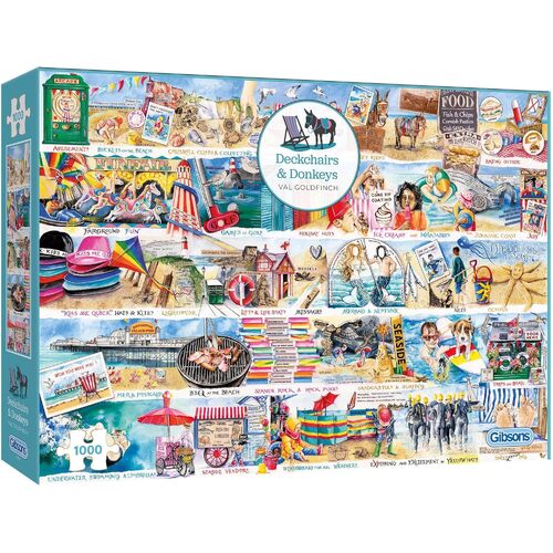 Gibsons Deckchairs & Donkeys by Val Goldfinch Jigsaw Puzzle 1000pcs (GIB071177)