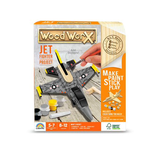 Colorific Wood Worx Jet Fighter Project Make Paint Stick Play Kit (GOL118947)