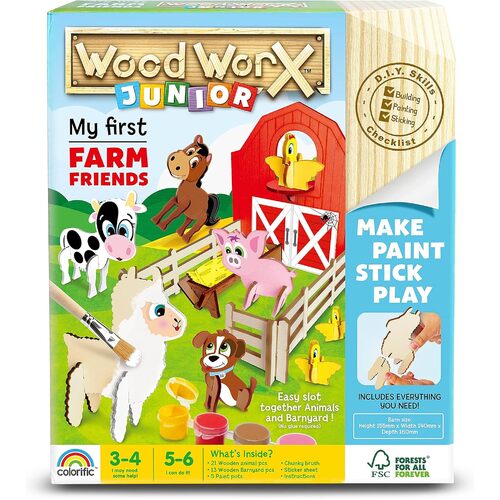 Colorific Wood Worx Junior My First Farm Friends Craft Kit (GOL177296)