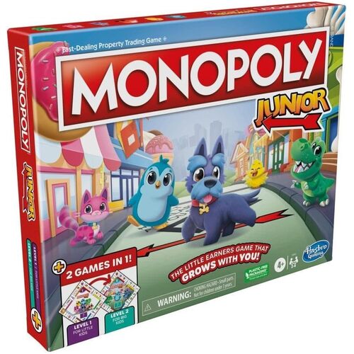 Hasbro Monopoly Junior 2 Games in 1 Board Game 2-6 Players Ages 4+ (HASF8562)