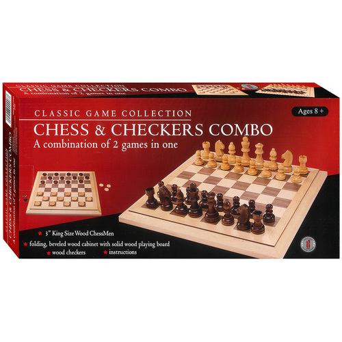 Hansen Classic Game Collection Chess & Checkers Combo Bevel Edge 15" (HSN00906)