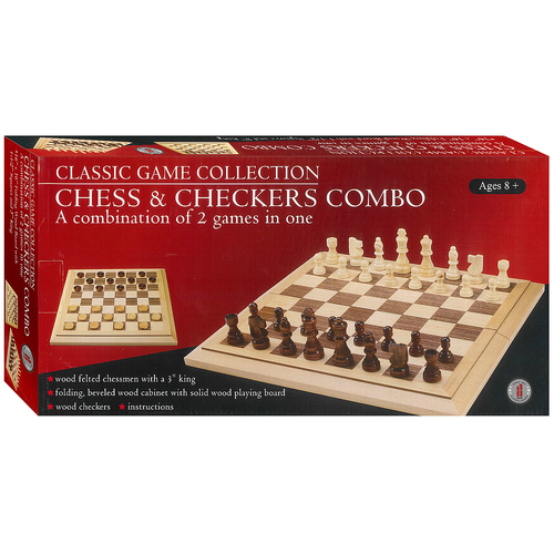 Hansen Classic Game Collection Chess & Checkers Combo Bevel Edge 16" (HSN28905)