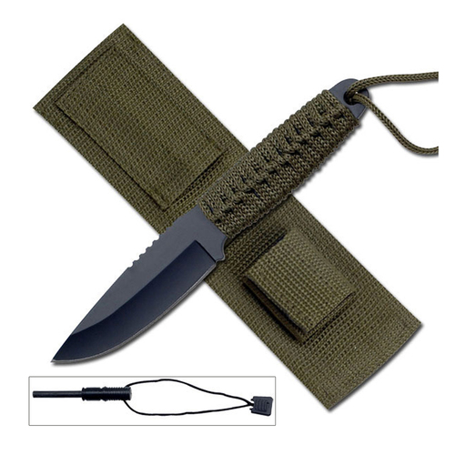 Survivor Drop Point Knife with Firestarter Black 203mm (K-HK-106C)