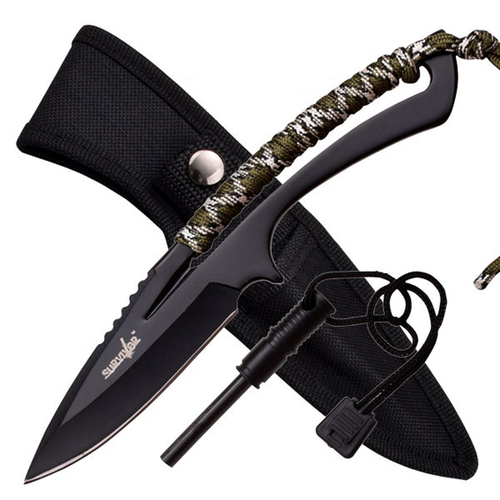 Survivor Knife with Olive Cord & Firestarter 203mm (K-HK-767CA)