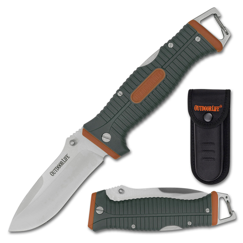 Outdoor Life Folding Pocket Knife Rubber Handle 235mm (K-OL-FDR001OGN)