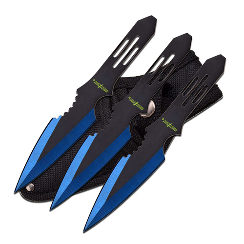 Perfect Point Throwing Knives incl Nylon Sheath Blue 3 Pack (K-PP-595-3BL)