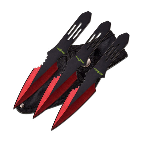 Perfect Point Throwing Knives incl Nylon Sheath Red 3 Pack (K-PP-595-3RD)