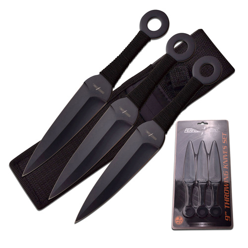 Perfect Point Stainless Steel Throwing Knives Black 3pcs (K-PP-869-3CS)