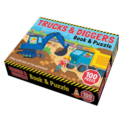 Lake Press Trucks & Diggers Book & Puzzle for Children (LAK224594)