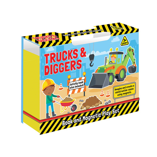 Lake Press Trucks & Diggers Book & Magnetic Play Set for Kids (LAK229780)