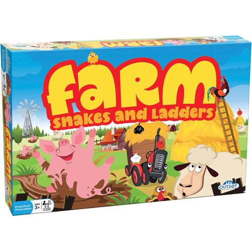 Outset Media Farm Snakes & Ladders Board Game 2-6 Players Ages 3+ (OUT19237)