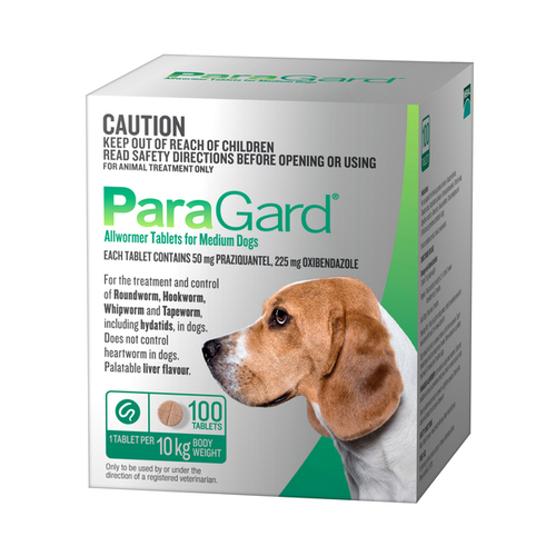 Paragard Medium Dogs Allwormer Treatment & Control Tablets 10kg 100 Pack