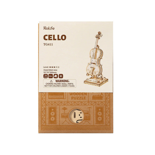 Robotime Rolife DIY Cello TG411 3D Wooden Puzzle Kit 58pcs (ROB116809)