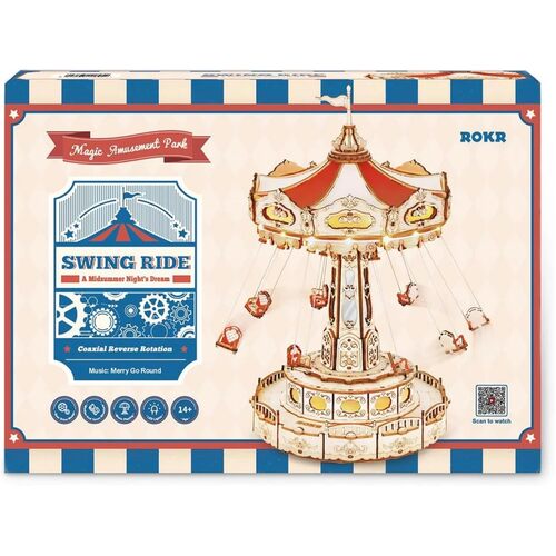 Rokr Swing Ride Amusement Park DIY Music Box 3D Wooden Puzzle EA02 (ROB118254)