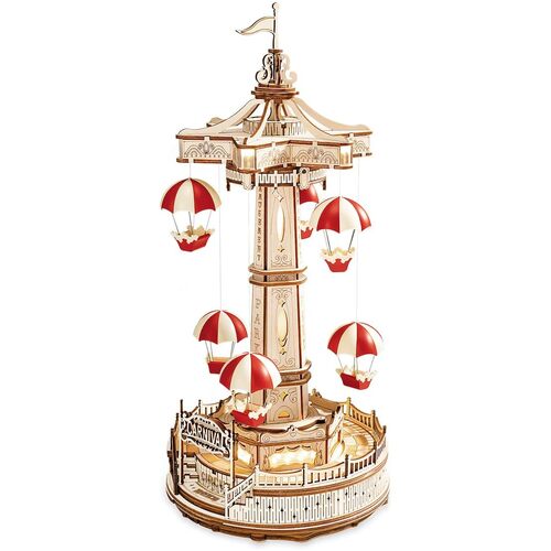 Rokr Parachute Tower Amusement Park DIY Music Box 3D Wooden Puzzle (ROB118414)