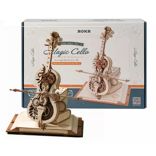 Robotime Magic Cello Mechanical Music Box 3D Wooden Puzzle Kit (ROB118605)