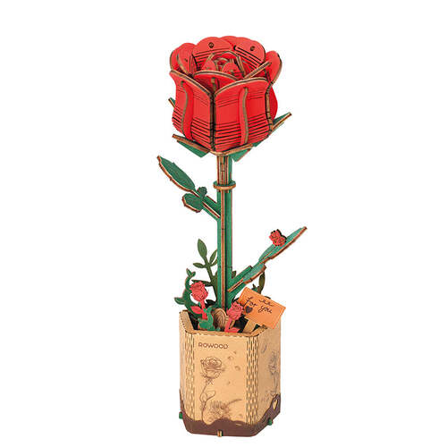 Robotime Rolife Wood Bloom Red Rose 3D Wooden Puzzle Kit (ROB119251)