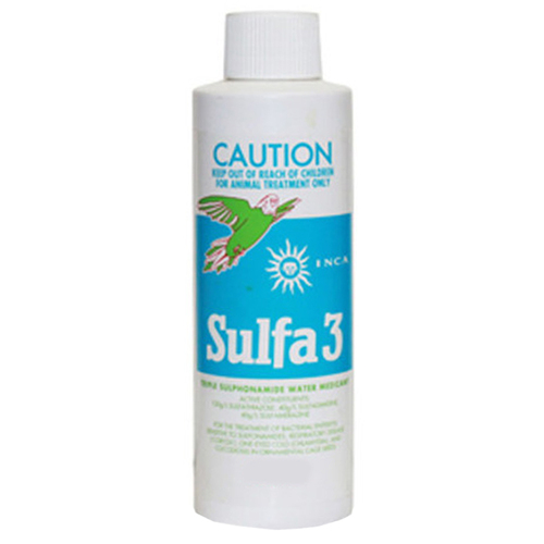 Inca Sulfa 3 Water Medicant Cage Birds Treatment Solution 125ml 