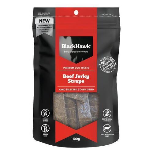 Black Hawk Beef Jerky Straps Natural Dog Treats 100g