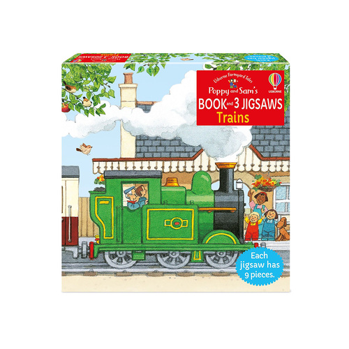 Usborne Trains Poppy & Sams Book & 3 Jigsaws 9 Pieces (USB318488)