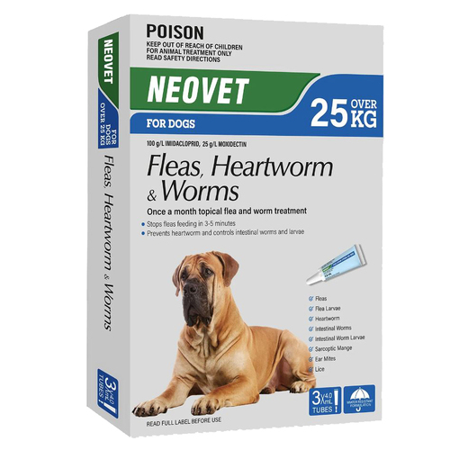 Neovet Spot-on Flea & Worms Treatment for Dogs Over 25kg Blue 3 Pack