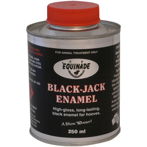 Equinade Black Jack Gloss Show Enamel Waterproof Horse Hoof Paint 250ml